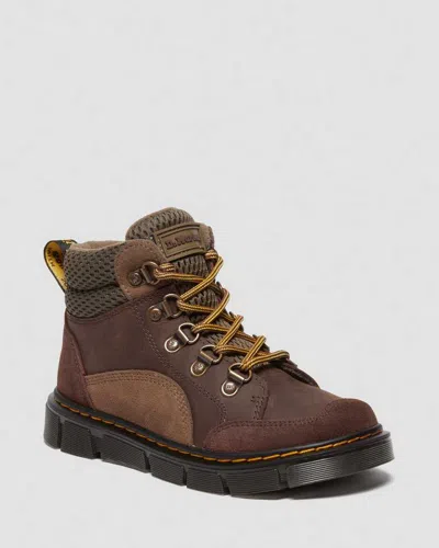 Dr. Martens' Junior Raffe Panel Leather Lace Up Boots In Brown