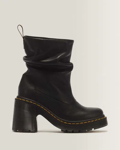 Dr. Martens Kasey Lo Virginia Leather Heeled Boots In Black