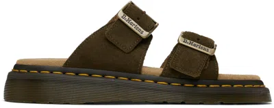 DR. MARTENS' KHAKI JOSEF SUEDE SLIDE SANDALS