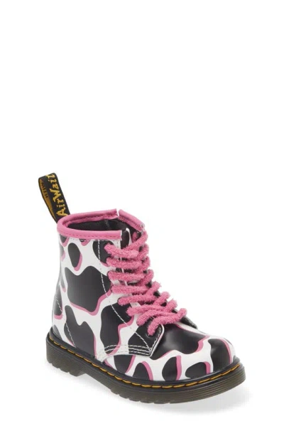 Dr. Martens' Kids' 1460 Combat Boot In White Cow Print