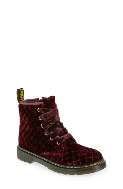 Dr. Martens' Girls' 1460 Quilted Velvet Boots - Toddler, Little Kid, Big Kid In Cherry Red