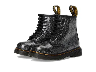 Dr. Martens Kid's Collection 1460 J Kid's Shoes Black/silver Glitter : 3 Uk (us 4 Big Kid) M, Suede/leather