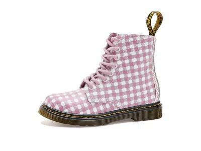 Dr. Martens Kid's Collection 1460 Pascal (little Kid/big Kid) Kid's Shoes White/dusty Rose Gingham : 2 Uk (us 3 Little Kid) M, Le