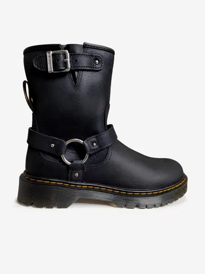 Dr. Martens Dr Martens Kids Genaya Leather Rigger Boots In Black