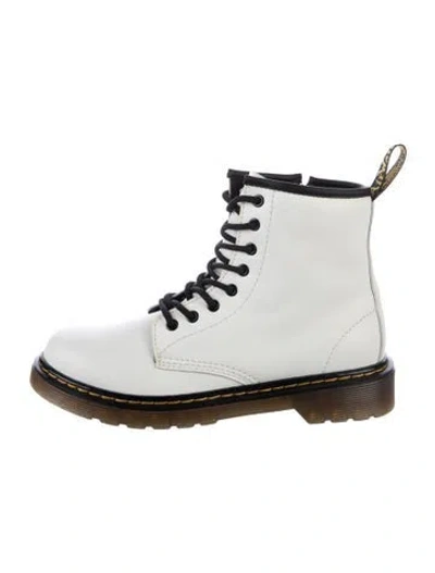 Pre-owned Dr. Martens Babies' Kids' Leather Combat Boots In White