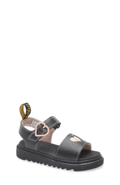 Dr. Martens' Kids' Dr. Martens Marlowe Hearts Junior Girls Sandals Colour: Black/pink, Size: 13
