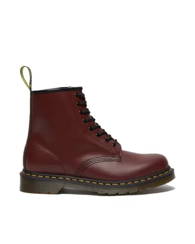 Dr. Martens Lace-up Combat Boots 1460 Red Smooth In Burgundy