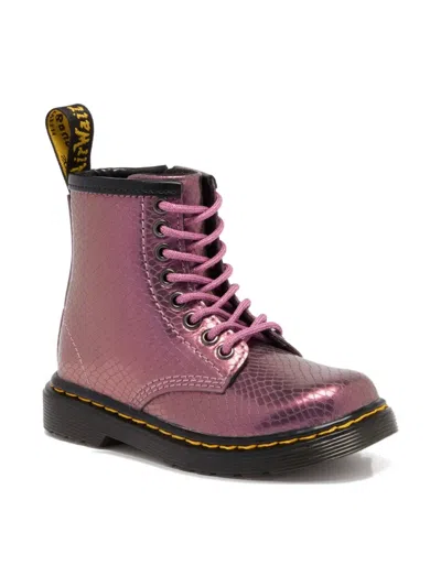 DR. MARTENS LACE-UP SNAKESKIN BOOTS