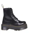Dr. Martens Smooth Leather Platform Boots With Side Zip Closure In Black