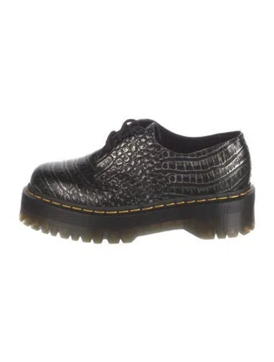 Pre-owned Dr. Martens Leather Animal Print Oxfords In Black