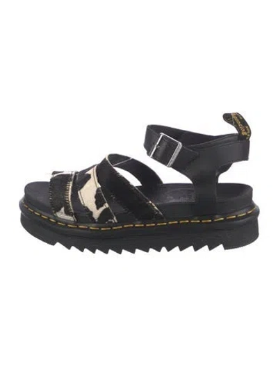 Pre-owned Dr. Martens Leather Animal Print Sandals In Blue
