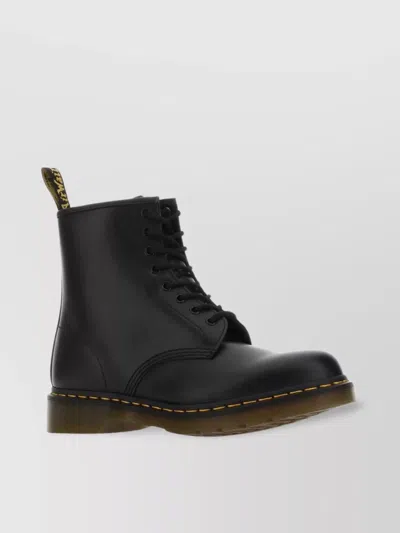 Dr. Martens' Leather Ankle Boots Contrast Stitching In Black