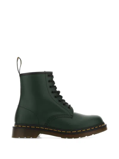 Dr. Martens Leather Boots In Green