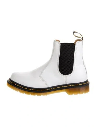 Pre-owned Dr. Martens Leather Chelsea Boots In White
