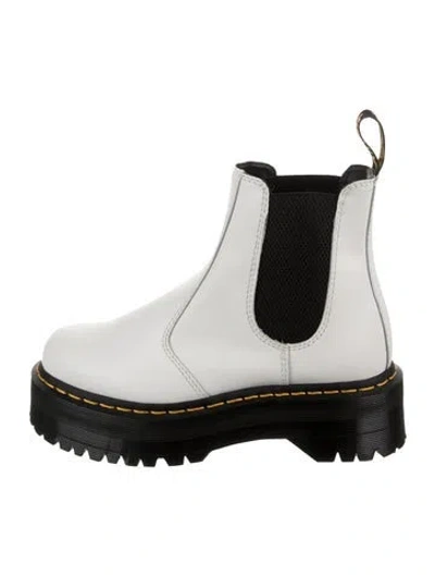 Pre-owned Dr. Martens Leather Chelsea Boots In White