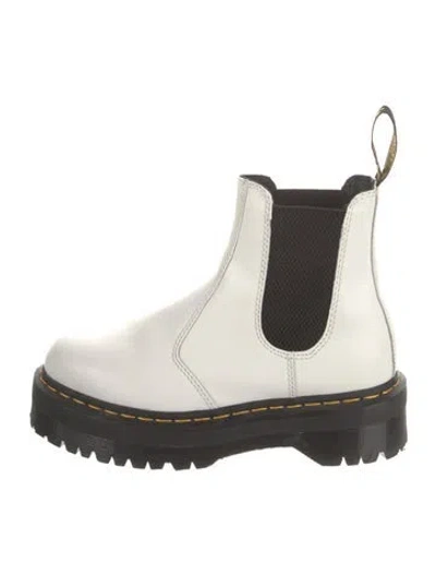 Pre-owned Dr. Martens Leather Chelsea Boots In White
