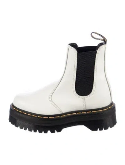 Pre-owned Dr. Martens Leather Chelsea Boots In White