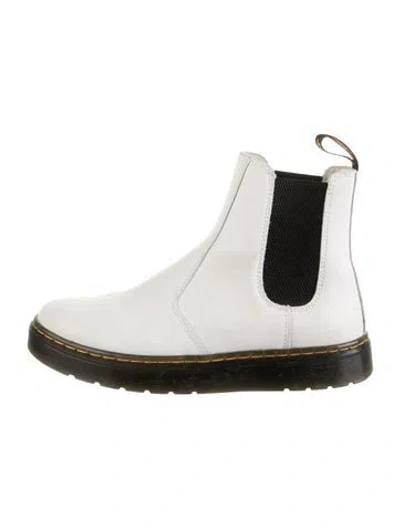 Pre-owned Dr. Martens Leather Chelsea Boots In White