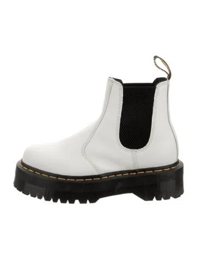 Pre-owned Dr. Martens Leather Chelsea Boots In White