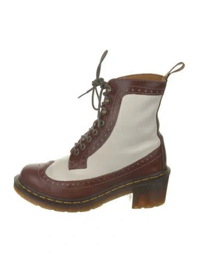 Pre-owned Dr. Martens Leather Colorblock Pattern Boots In Brown