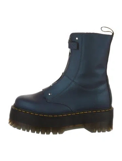 Pre-owned Dr. Martens Leather Colorblock Pattern Combat Boots In Blue