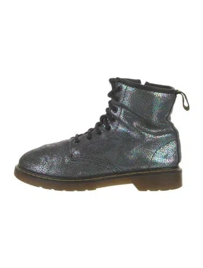 Pre-owned Dr. Martens Leather Colorblock Pattern Combat Boots In Purple