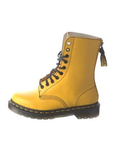 Pre-owned Dr. Martens Leather Colorblock Pattern Combat Boots W/ Tags In Multi