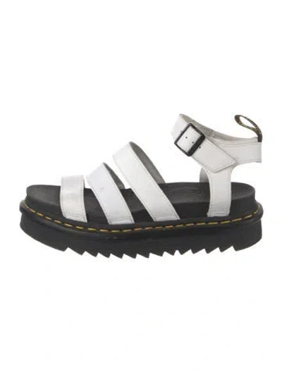 Pre-owned Dr. Martens Leather Colorblock Pattern Gladiator Sandals In White