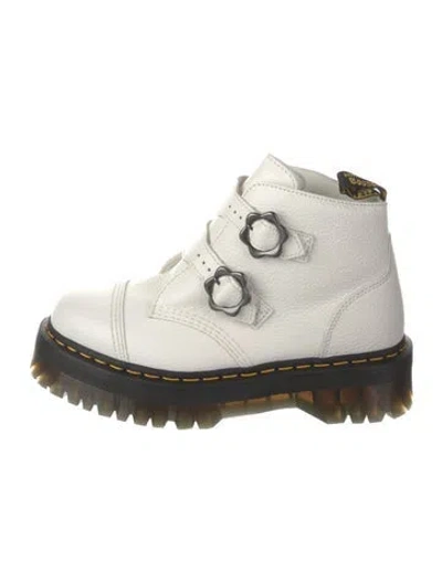 Pre-owned Dr. Martens Leather Colorblock Pattern Hiking Boots In White