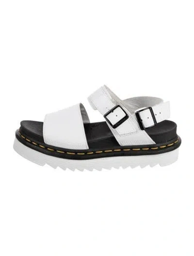 Pre-owned Dr. Martens Leather Colorblock Pattern Slingback Sandals In White