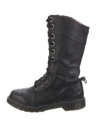 Pre-owned Dr. Martens Leather Combat Boots In Black