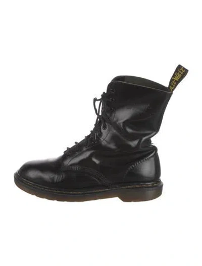 Pre-owned Dr. Martens Leather Combat Boots In Black