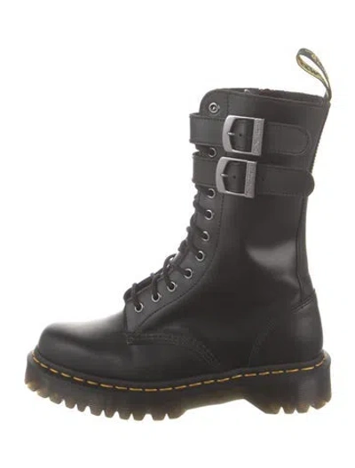 Pre-owned Dr. Martens Leather Combat Boots In Black