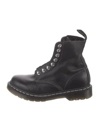 Pre-owned Dr. Martens Leather Combat Boots In Black