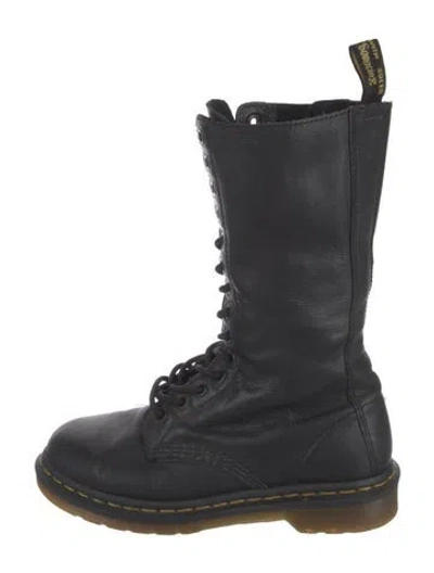 Pre-owned Dr. Martens Leather Combat Boots In Black