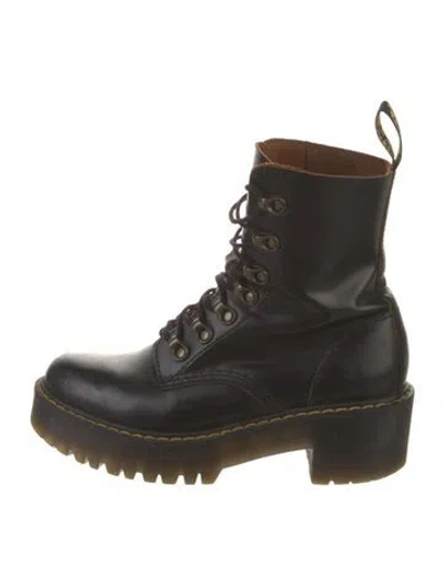 Pre-owned Dr. Martens Leather Combat Boots In Black