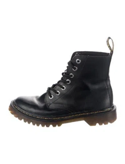 Pre-owned Dr. Martens Leather Combat Boots In Black