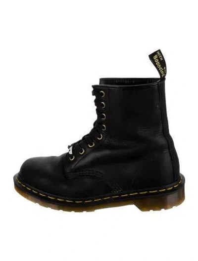 Pre-owned Dr. Martens Leather Combat Boots In Black