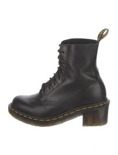 Pre-owned Dr. Martens Leather Combat Boots In Black