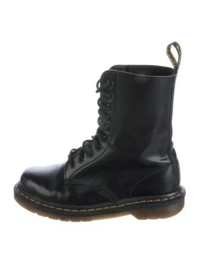 Pre-owned Dr. Martens Leather Combat Boots In Black