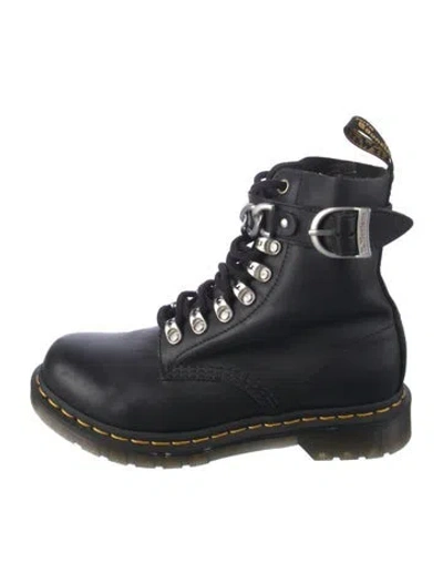 Pre-owned Dr. Martens Leather Combat Boots In Black