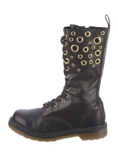 Pre-owned Dr. Martens Leather Combat Boots In Black