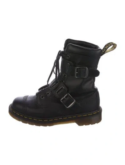 Pre-owned Dr. Martens Leather Combat Boots In Black