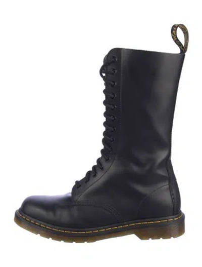 Pre-owned Dr. Martens Leather Combat Boots In Black
