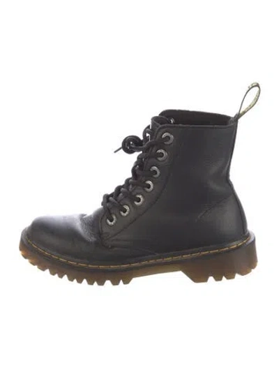 Pre-owned Dr. Martens Leather Combat Boots In Black