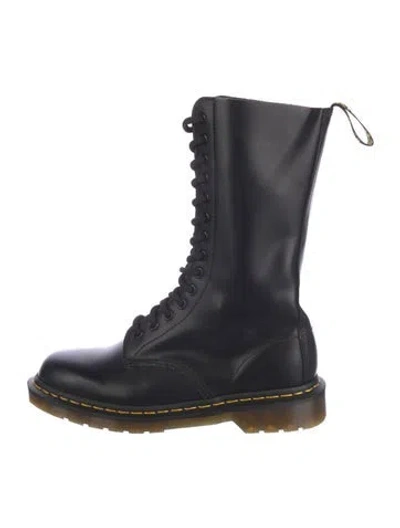 Pre-owned Dr. Martens Leather Combat Boots In Black