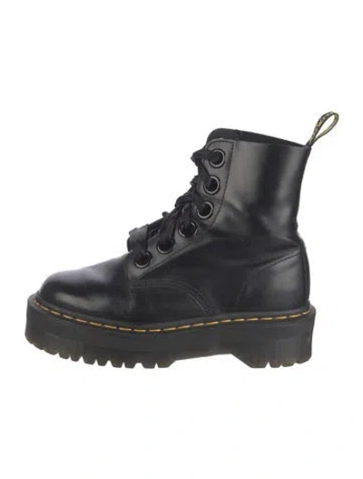 Pre-owned Dr. Martens Leather Combat Boots In Black