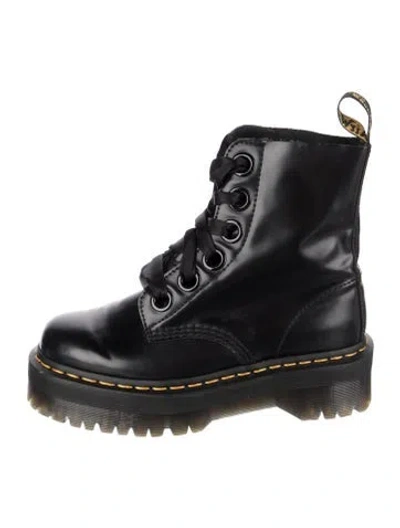 Pre-owned Dr. Martens Leather Combat Boots In Black