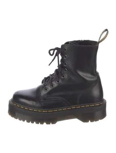 Pre-owned Dr. Martens Leather Combat Boots In Black
