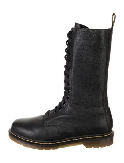 Pre-owned Dr. Martens Leather Combat Boots In Black